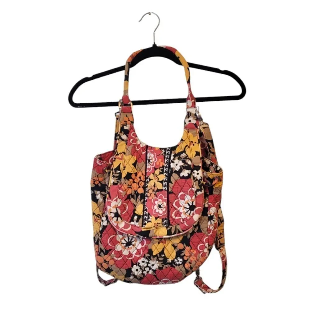 Vintage Vera Bradley Bittersweet Orange Floral Print Backpack